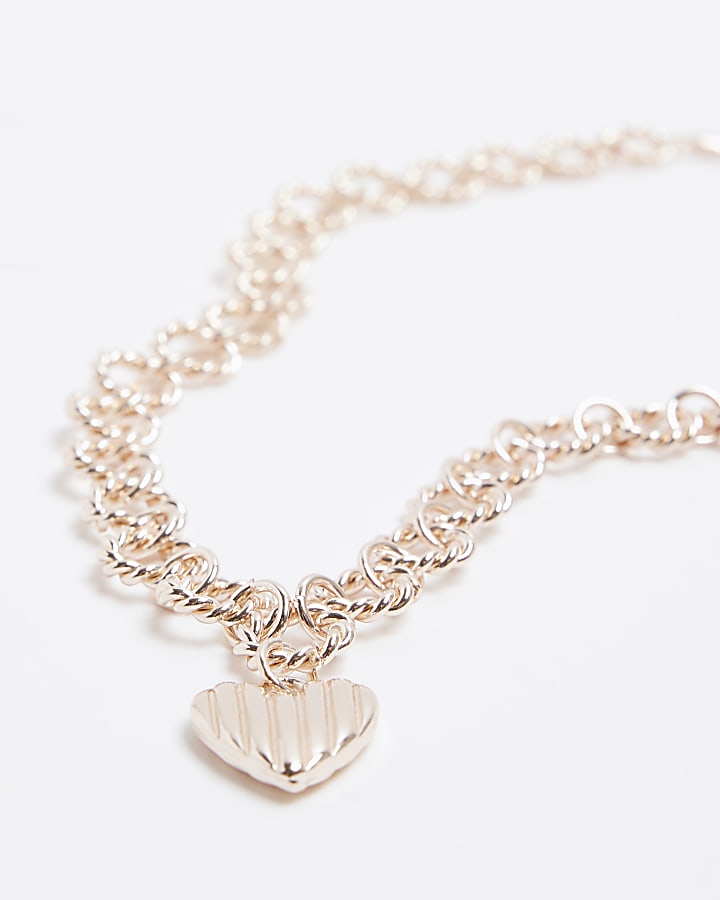 Gold colour heart pendent necklace