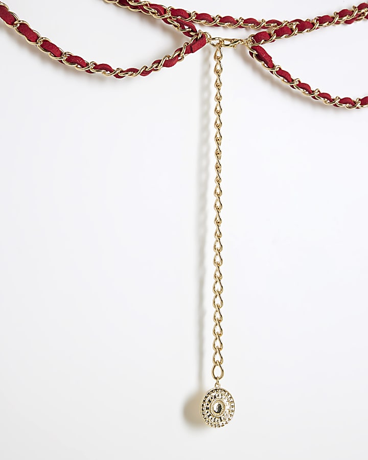 Pink thread coin bellychain