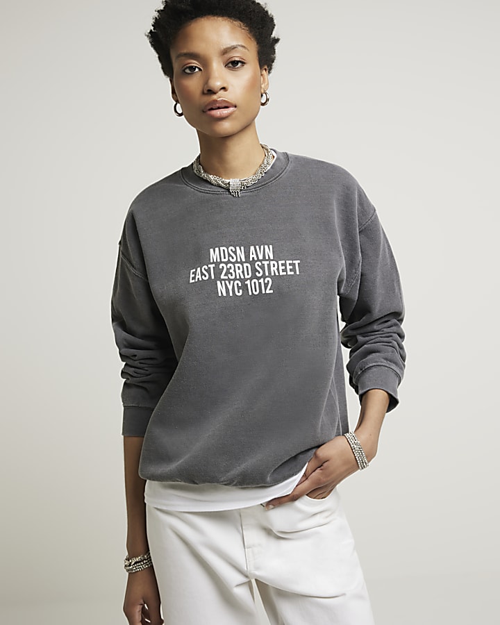 Grey washed graphic sweatshirt