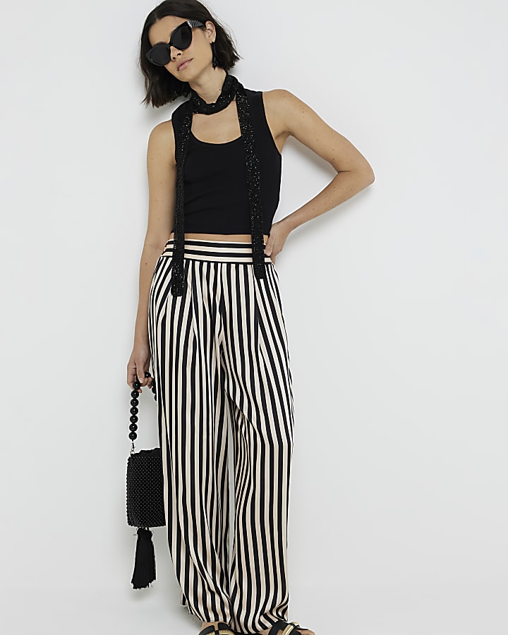 Striped wide leg pants on sale