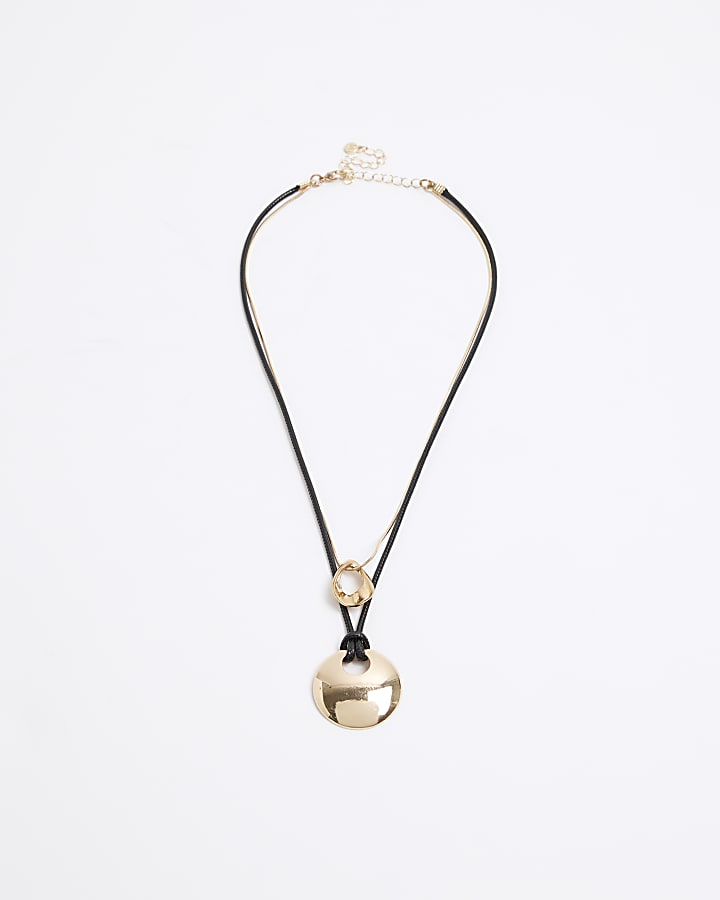 Gold Disc Multirow Necklace