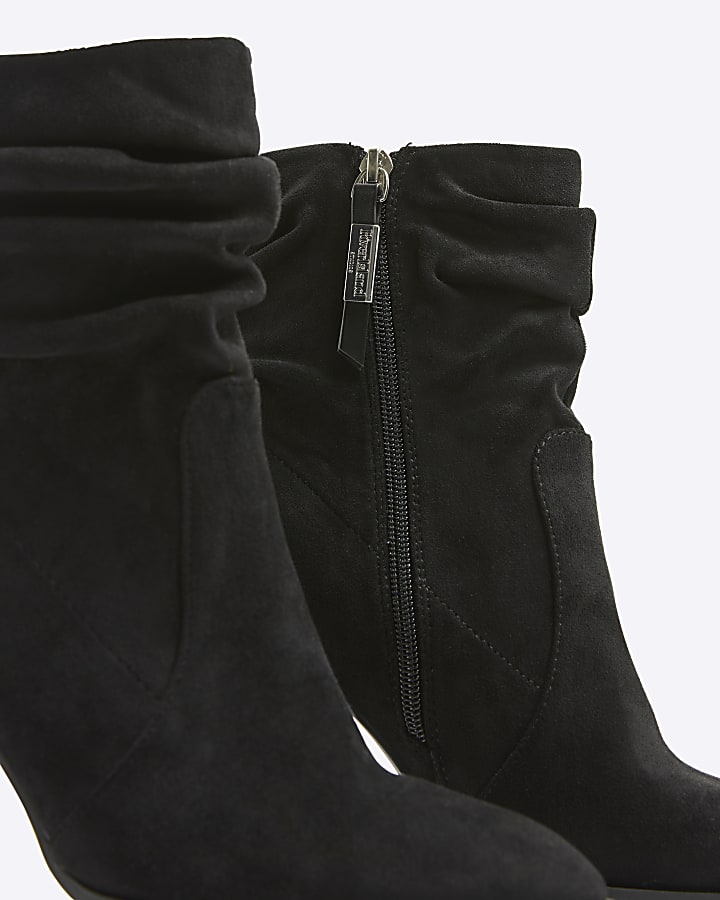 Black Slouch Heeled Ankle Boots