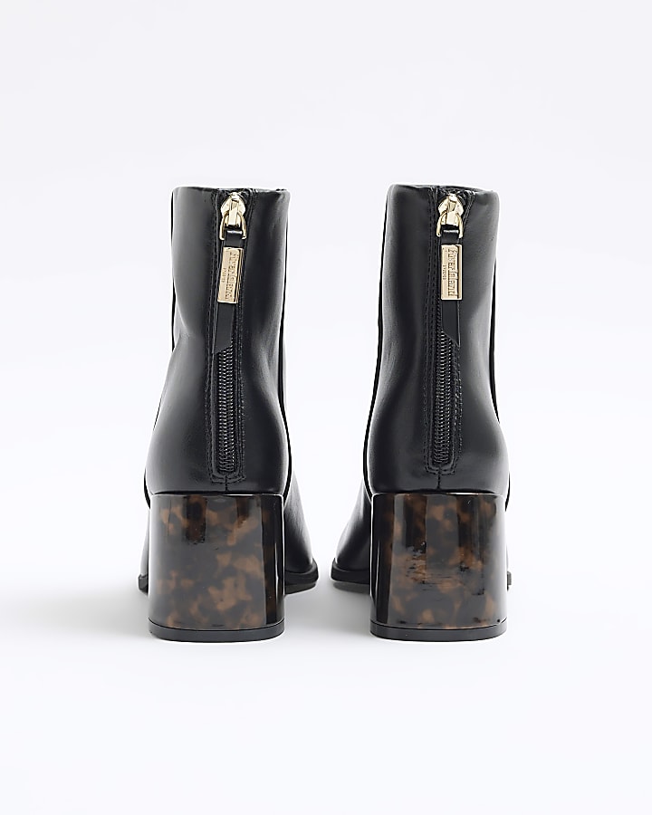 Black block heeled ankle boots
