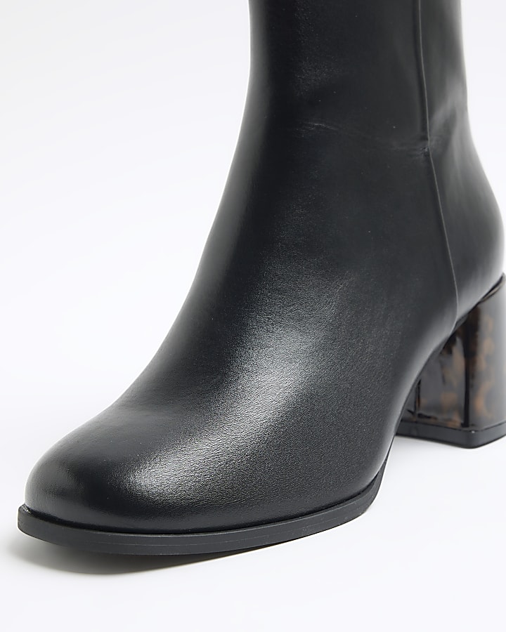 Black block heeled ankle boots