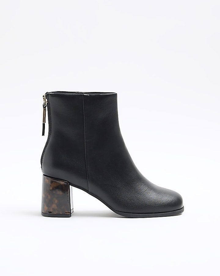 Black block heeled ankle boots