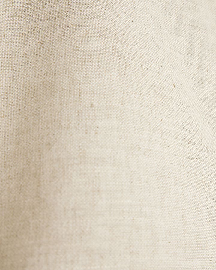 Beige linen blend belted shorts