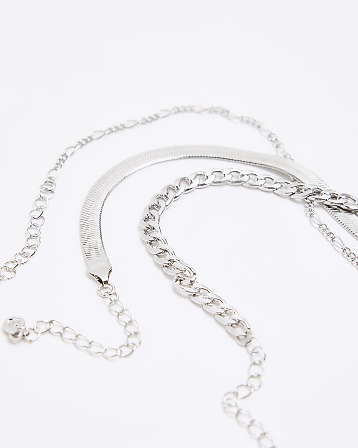 Silver colour chain anklet multipack