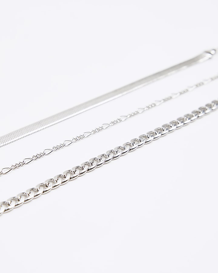 Silver colour chain anklet multipack