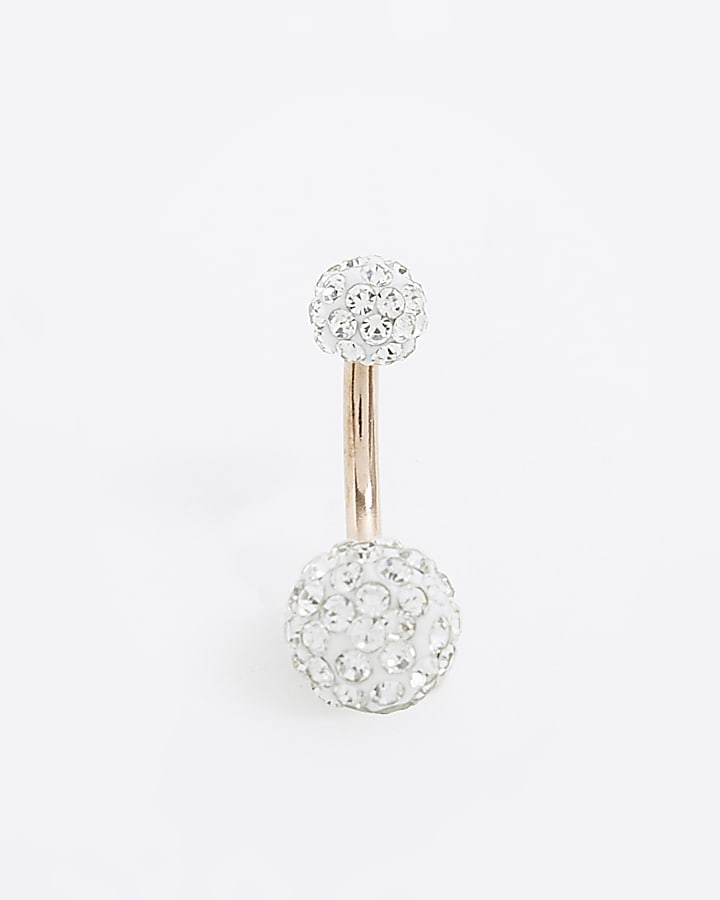 Rose Gold Diamante Belly Bar