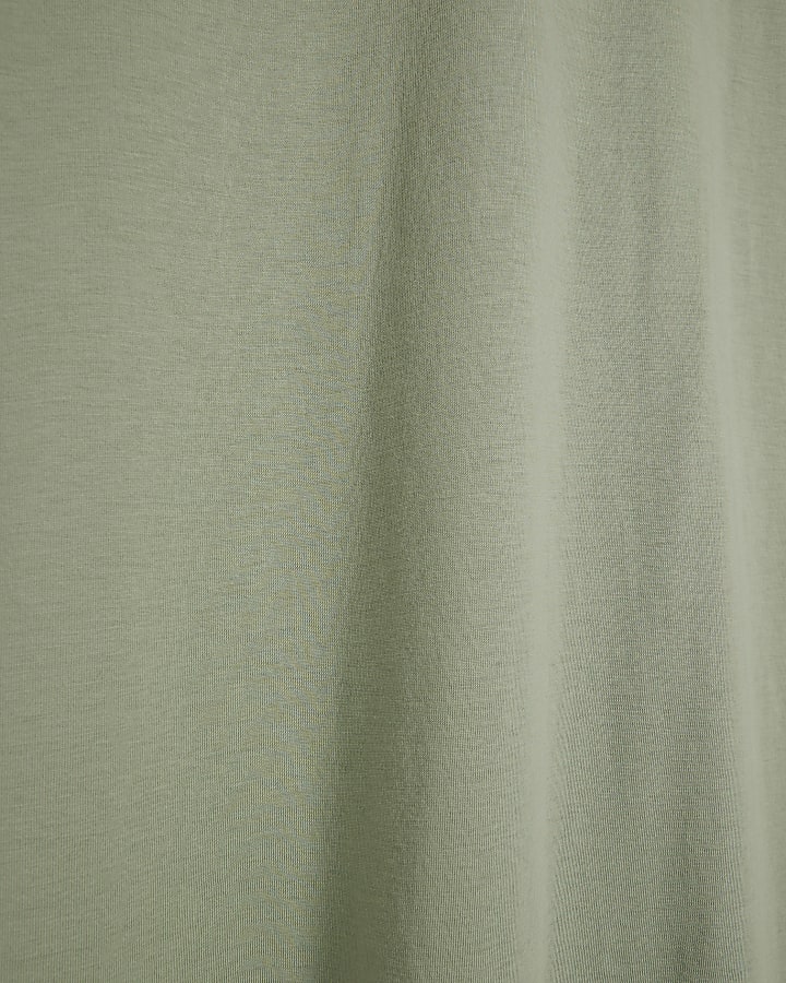 Khaki broderie sleeve mini t-shirt dress