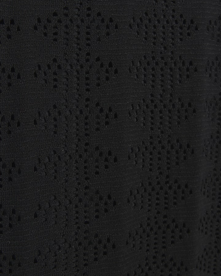 Black Crochet Bodycon Maxi Dress