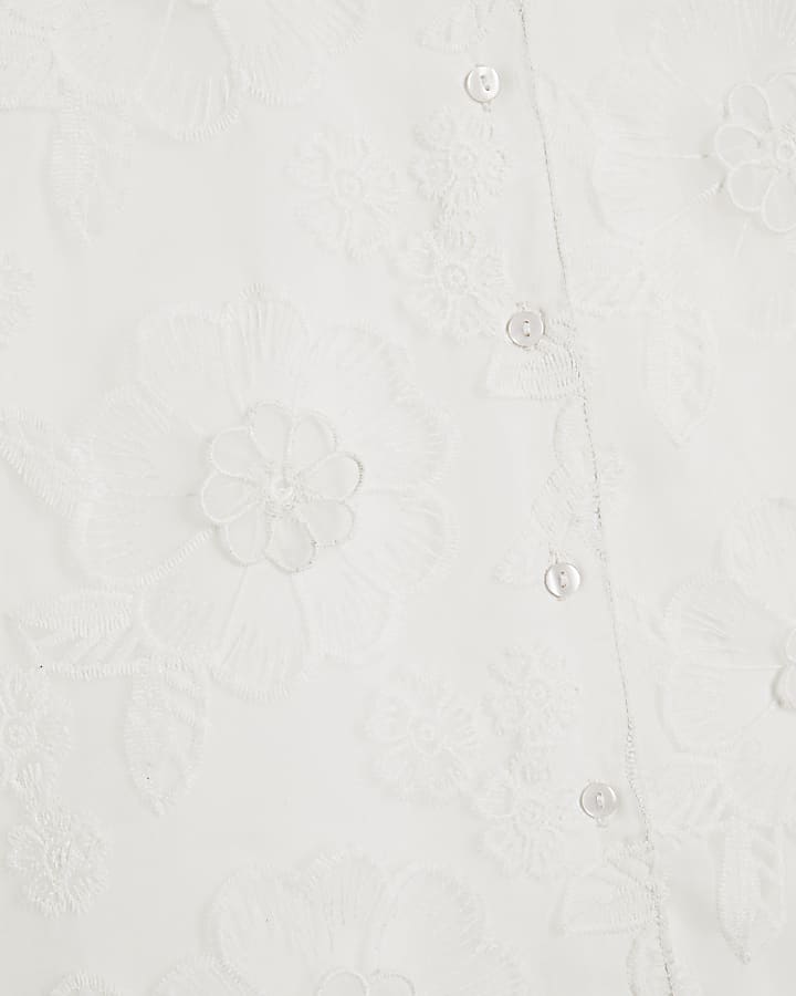 White embroidered lace shirt