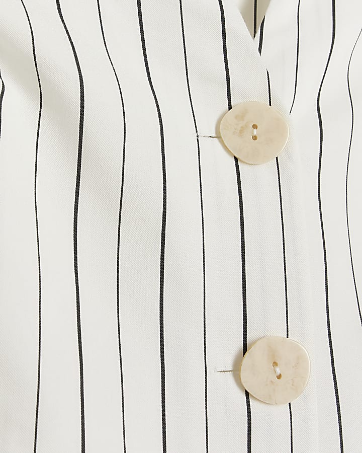 Cream stripe button down playsuit