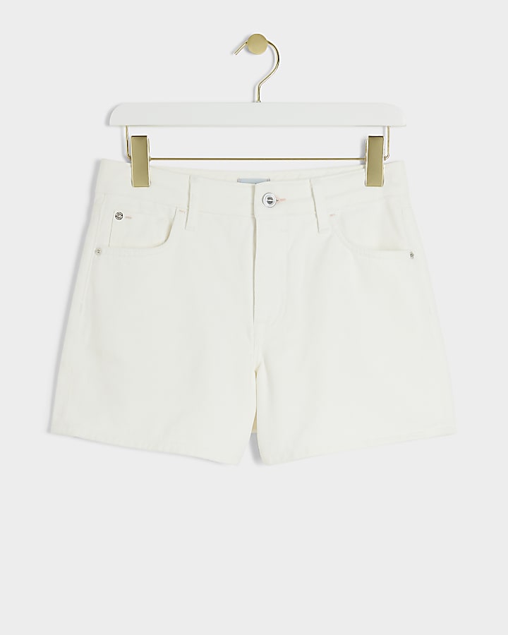 White A Line Denim Shorts