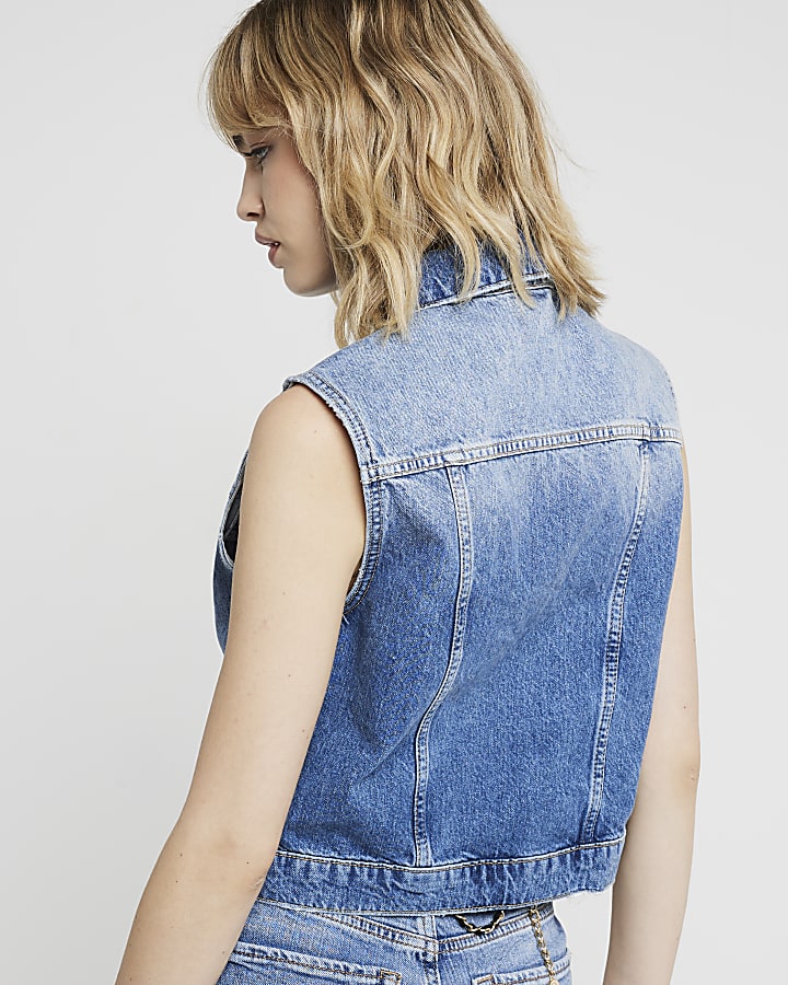 Blue denim gilet