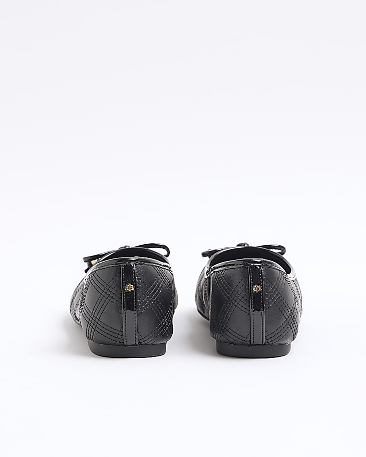 Black embroidered toe cap ballet pumps