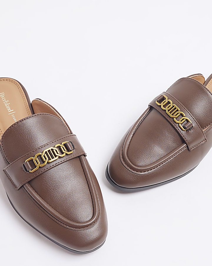 Brown Hardware backless Mule