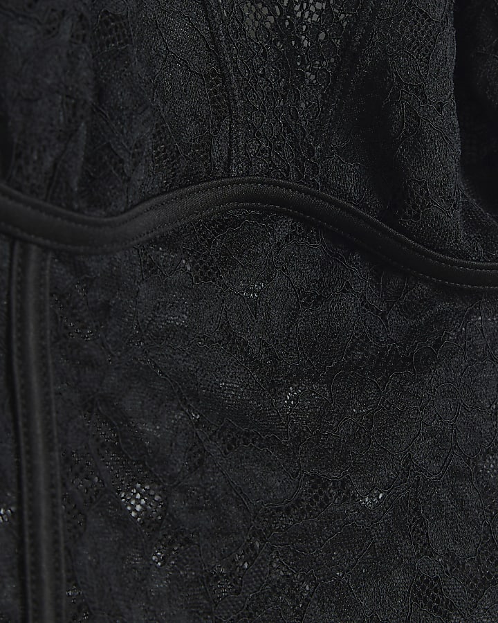 Black lace halter neck bodysuit