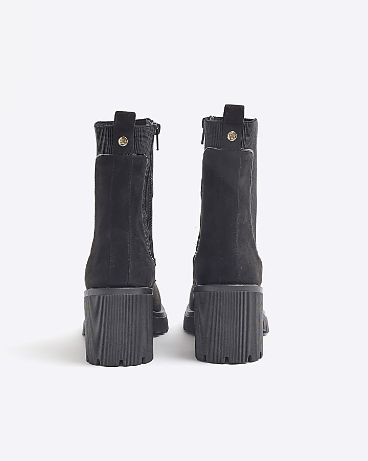 Black Chunky Block Heeled Boots