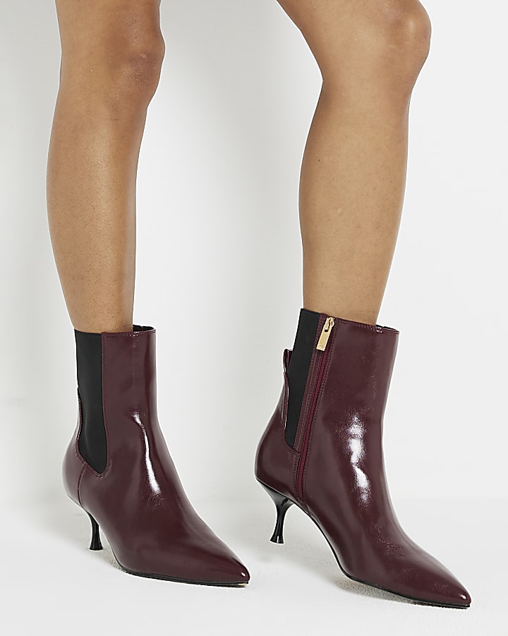 Patent kitten heel boots on sale