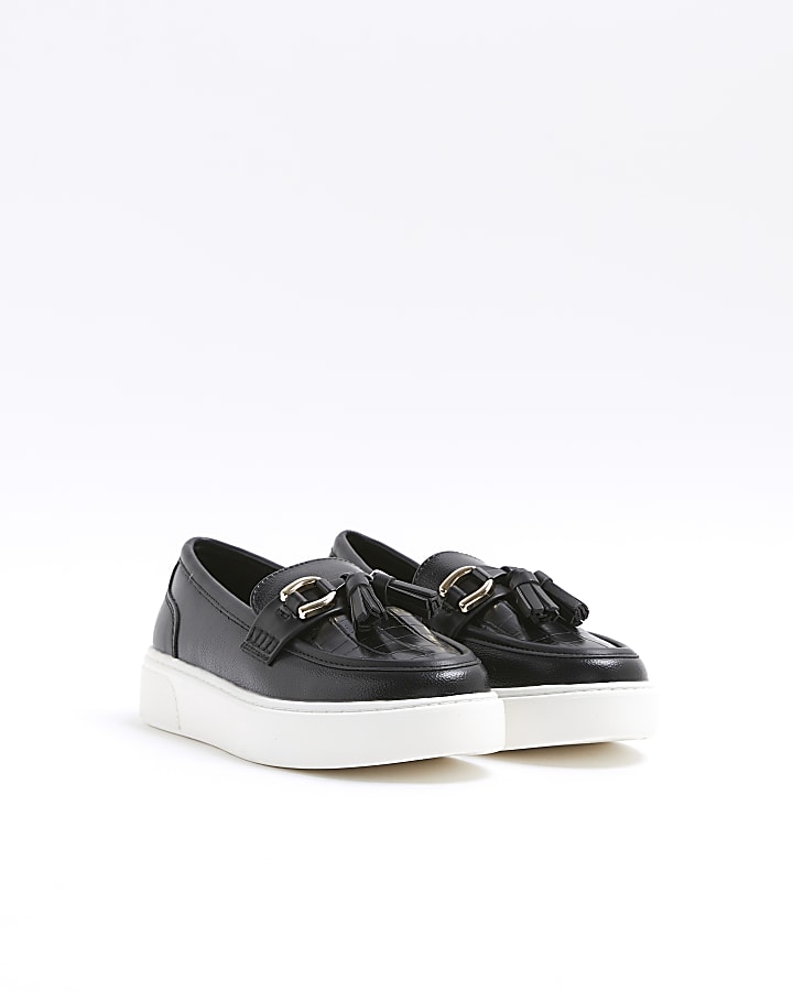 Black tassel loafer trainers