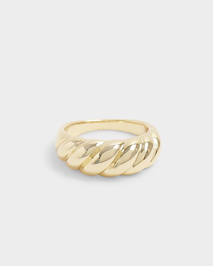 Gold Plated Textured Band Ring