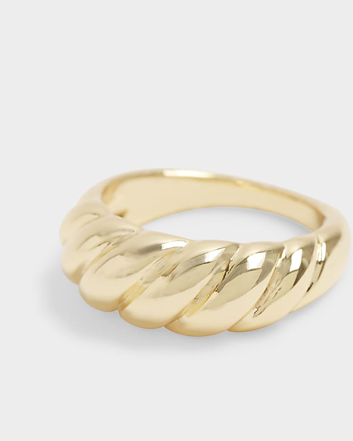 Gold Plated Textured Band Ring