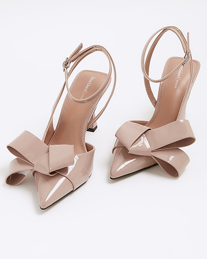 Pink structured bow detail court heels