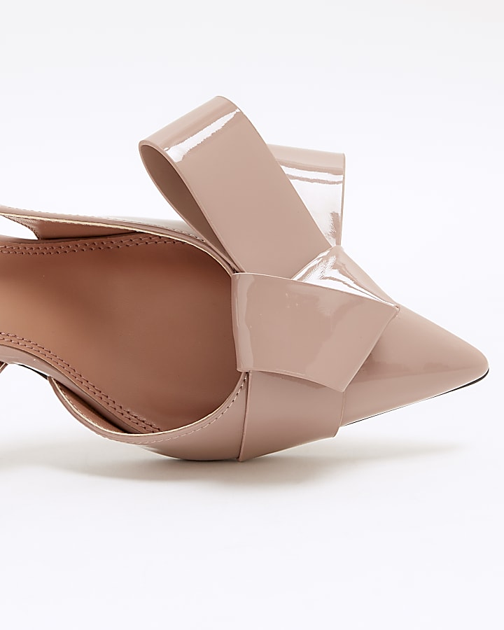 Pink structured bow detail court heels