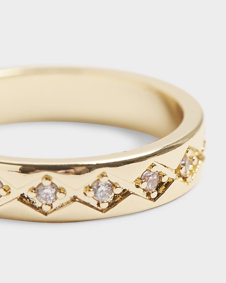 Gold Plated Diamante Band Ring