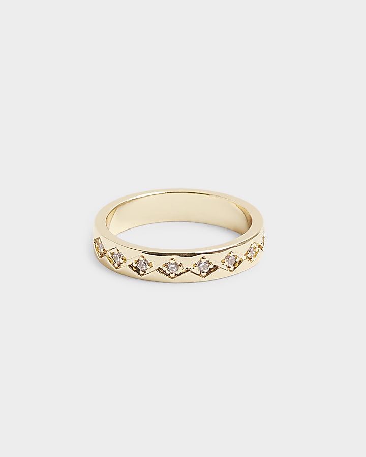 Gold Plated Diamante Band Ring