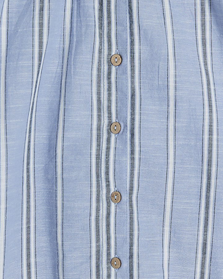 Blue embroidered detail stripe shirt