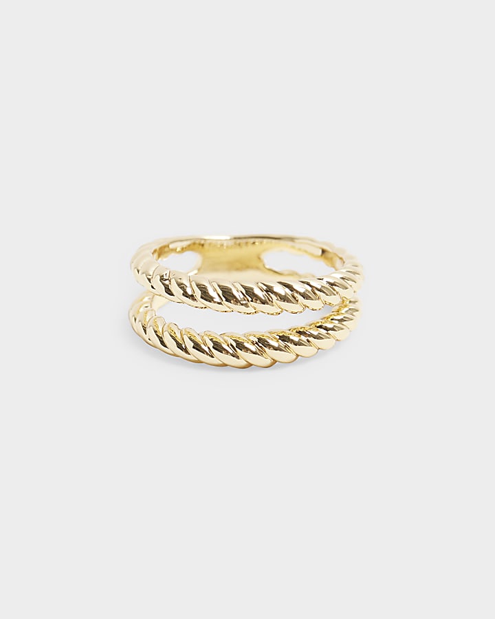 Gold Plated Twist Multirow Ring