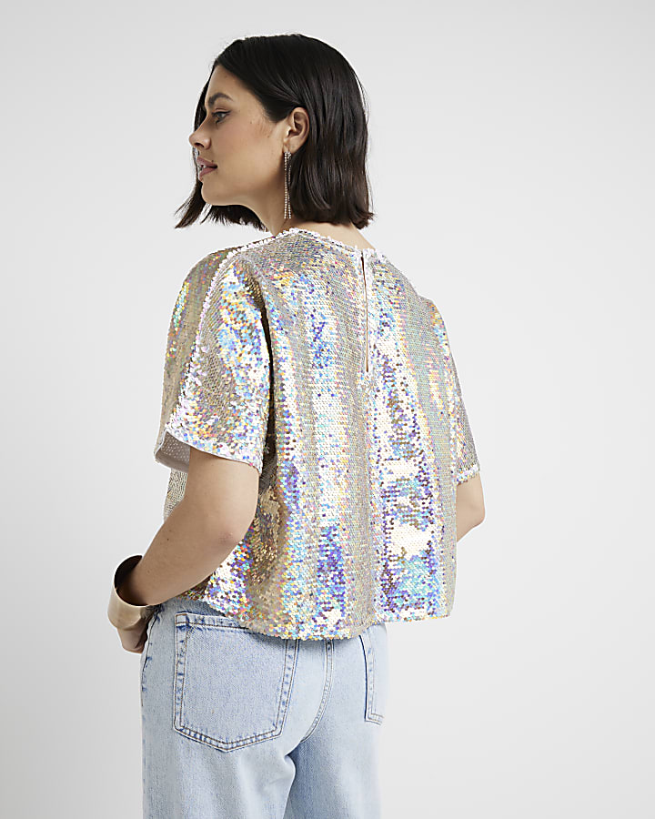 Gold iridescent sequin t-shirt