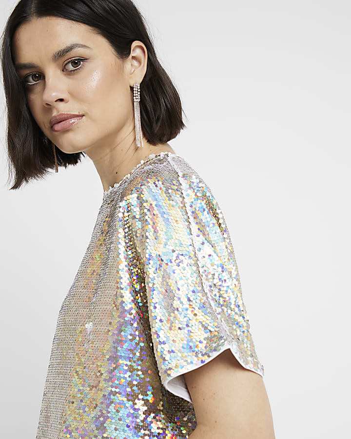 Gold iridescent sequin t-shirt