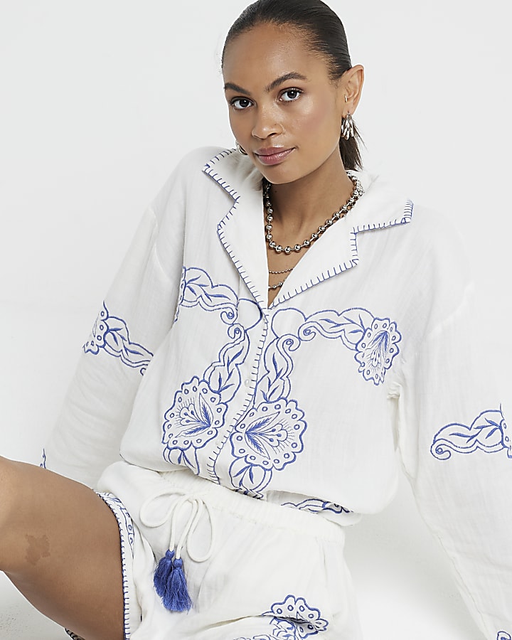 White embroidered shirt