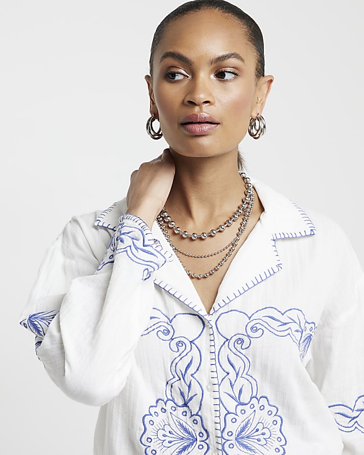 White embroidered shirt