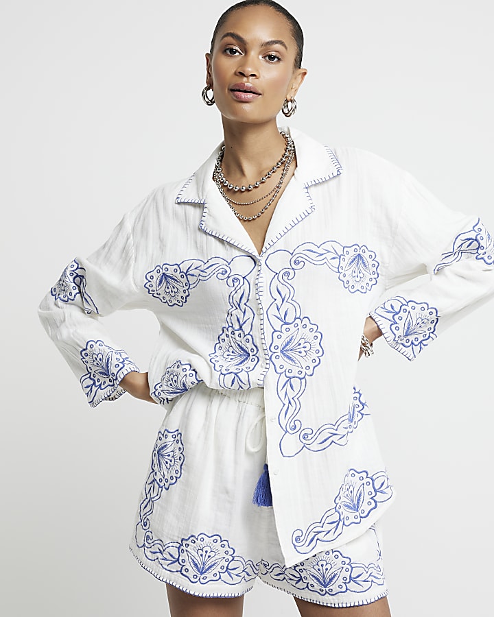 White embroidered shirt