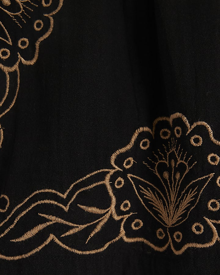 Black embroidered shorts