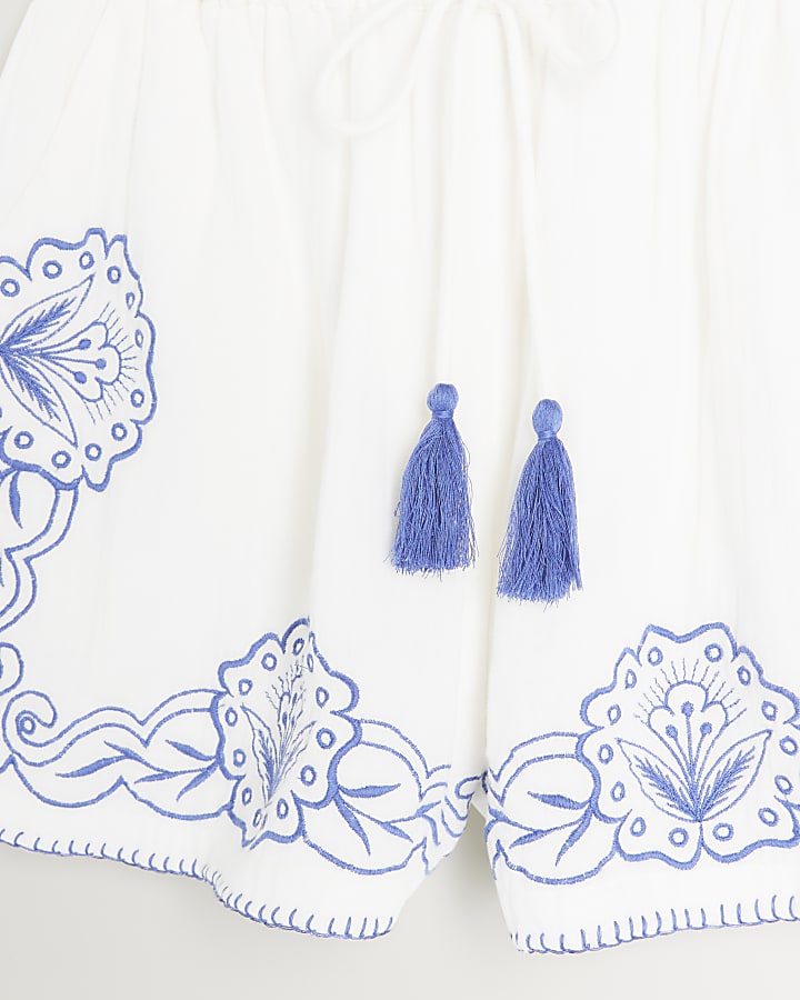 White embroidered shorts
