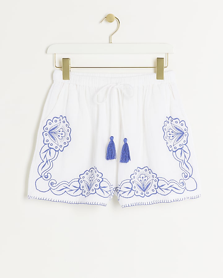 White embroidered shorts