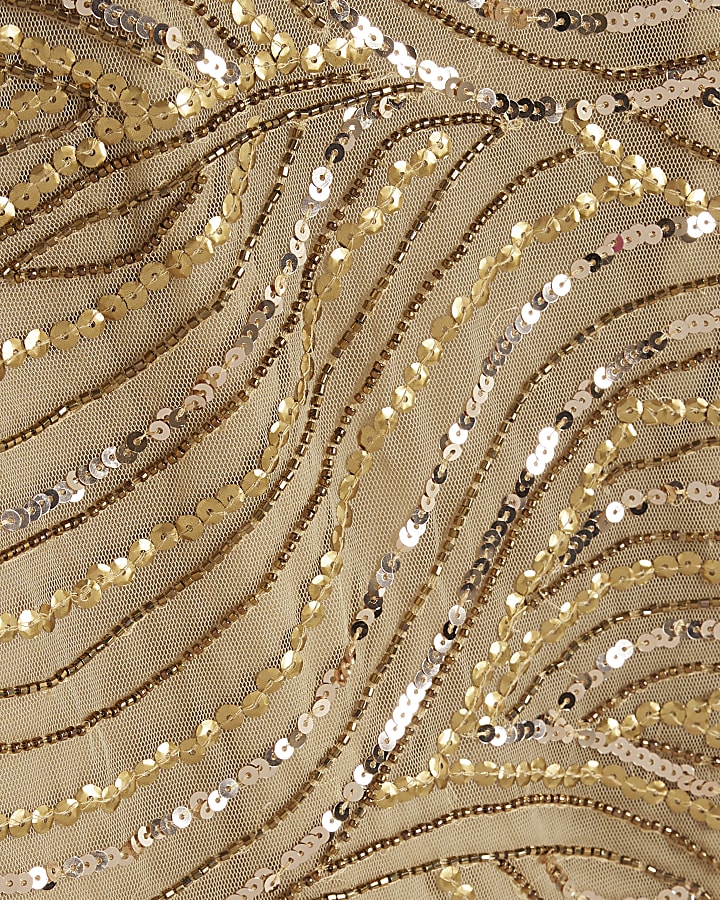 Gold embellished bodycon mini dress