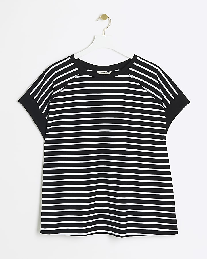 Plus black stripe rib cuff t-shirt