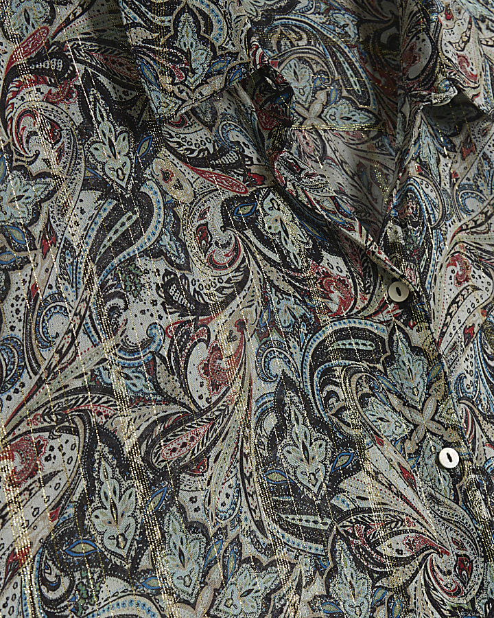 Plus beige paisley print shirt