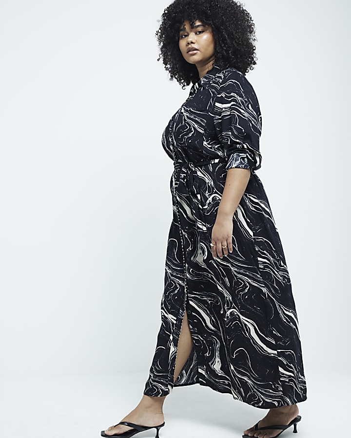 Plus size belted shirt dress best sale