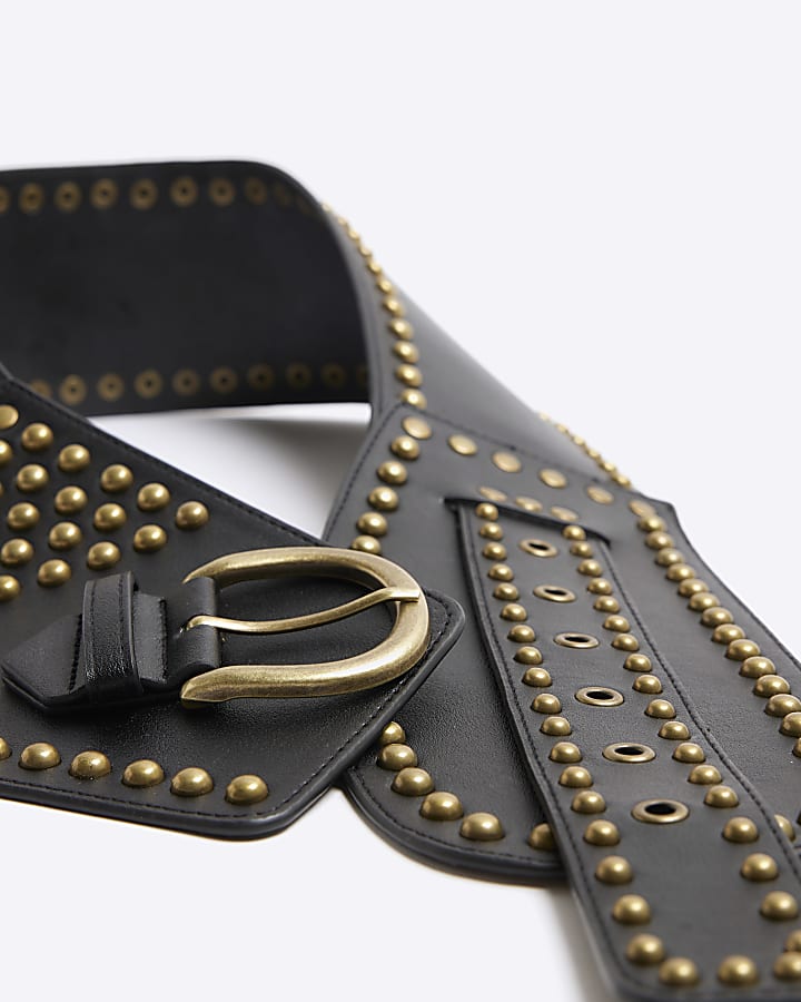 Black Studded Wide Belt