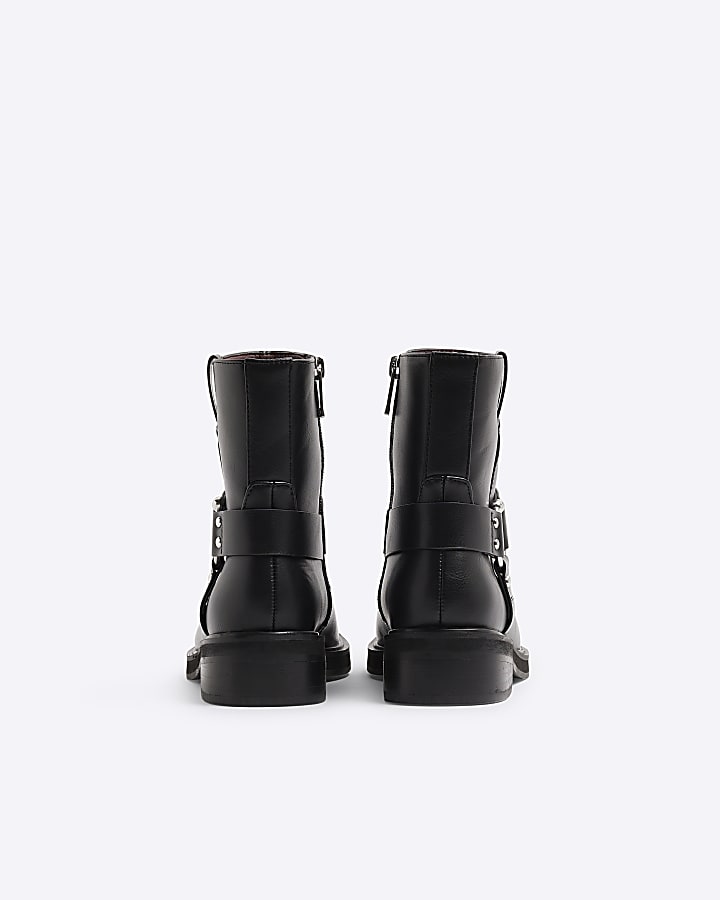 Black Ankle Biker Boots