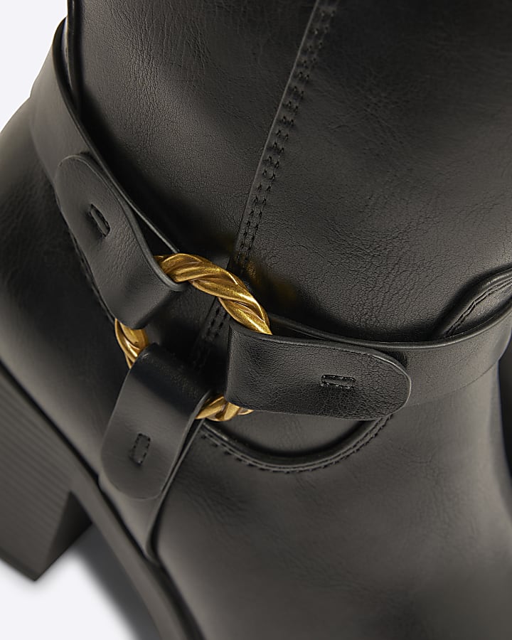 Black Wide Fit Heeled Ankle Boot