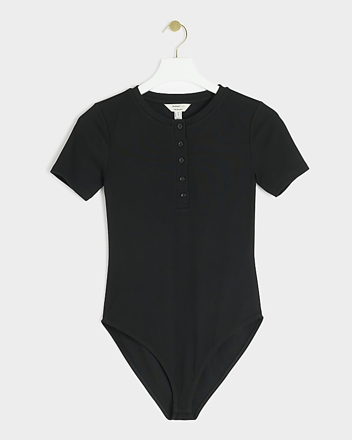 Black ribbed bodysuit