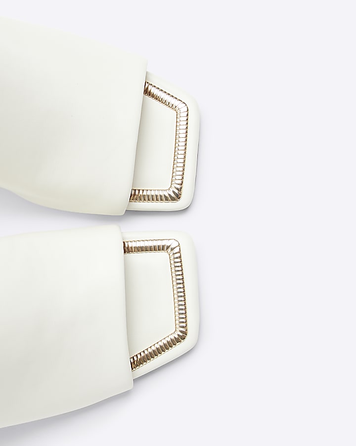 Cream hardware heeled mule sandals